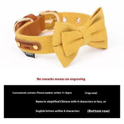 Collar de Cuero para Perro con Letras y Moño - Correa de Mano - Image 9