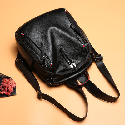 Mochila de Viaje de Cuero Genuino con Doble Cierre y Gran Capacidad - Image 12