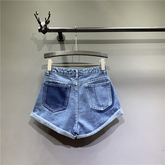 Shorts Vaqueros Cortos con Costuras Decorativas Diseño A-Line Talle Medio - Image 9