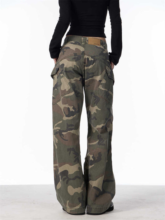 Pantalones Cargo Camuflaje Mujer Rectos Holgados Casual - Image 7