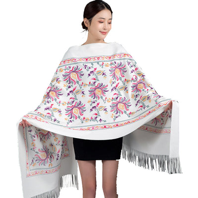 Bufanda Cashmere Tibetana Bordada Gruesa para Invierno - Image 5