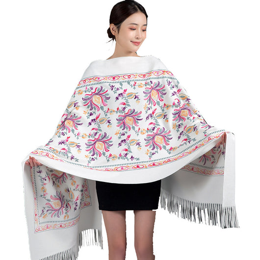 Bufanda Cashmere Tibetana Bordada Gruesa para Invierno - Image 5