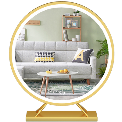 Espejo de Maquillaje LED Dorado Grande con Luz Integrada