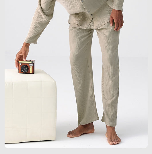 Pijama Hombre Gasa Tejida Primavera Otoño Ligero y Cómodo - Image 13