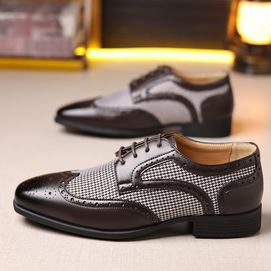 Zapatos Casuales de Cuero con Patrón Pata de Gallo para Hombre - Image 39
