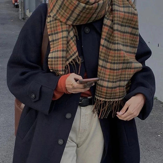 Bufanda Cuadros Colorblock para Mujer - Otoño e Invierno