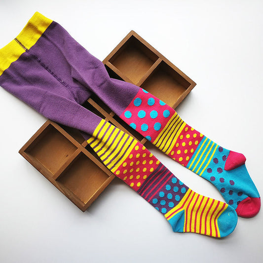 Medias Escolares de Contraste de Colores para Niñas - Algodón Premium