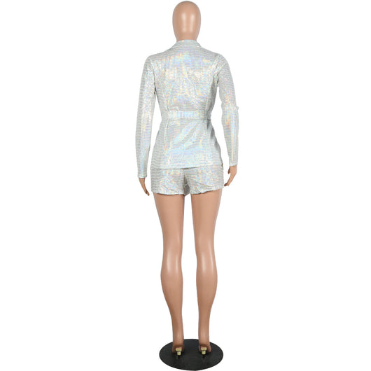 Traje Dos Piezas Largo con Lentejuelas Doradas y Estampado para Discoteca - Image 15