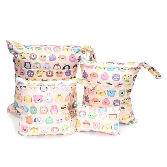 Bolsa Organizadora de Pañales con Estampados Infantiles - Set de 4 Piezas