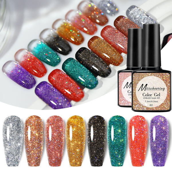 Esmalte de Uñas UV Láser con Lentejuelas Diamante Brillante