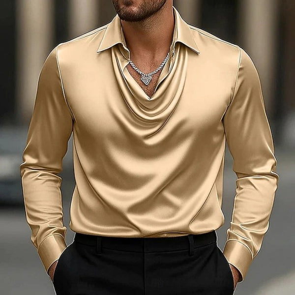 Camisa Minimalista de Cuello Abierto en Colores Sólidos para Hombre
