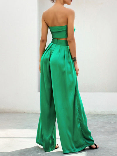 Conjunto de Dos Piezas Cintura Alta con Pantalón Ancho Casual - Image 2