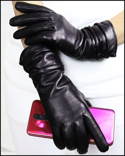 Guantes de Cuero Gamuza Premium para Mujer con Puño Extendido - Image 27