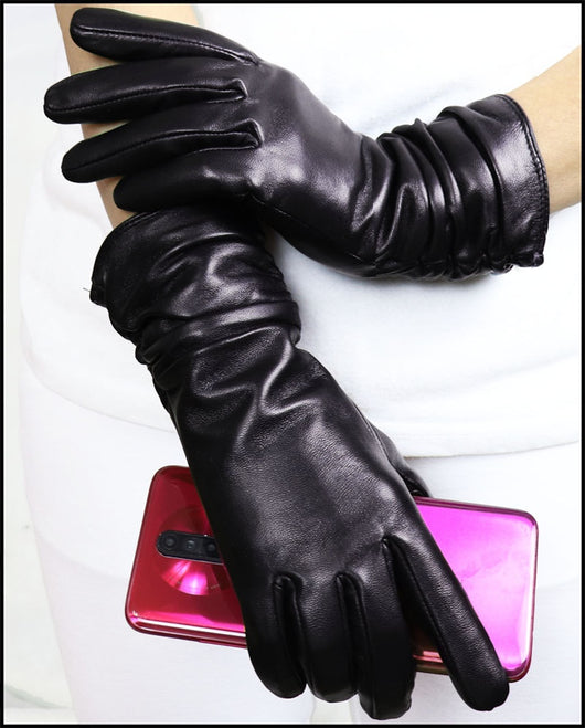 Guantes de Cuero Gamuza Premium para Mujer con Puño Extendido - Image 27