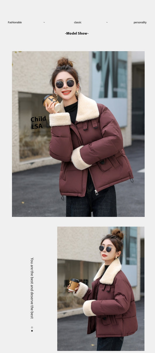 Abrigo de Lana Cordero Estilo Coreano con Solapa Grande - Image 10