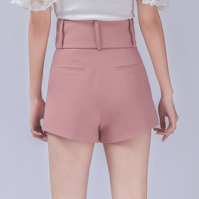 Shorts Talle Alto con Cinturón Desmontable y Pliegues - Image 3