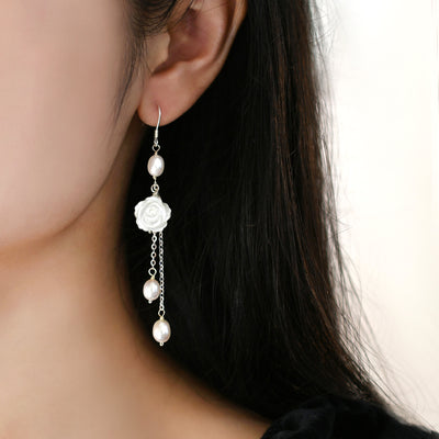 Aretes de Perla de Agua Dulce Camelia Elegantes