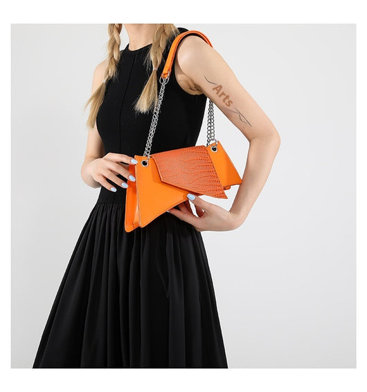 Cartera Cuadrada de Cuero Brillante con Patrón de Piedra para Mujer - Image 47