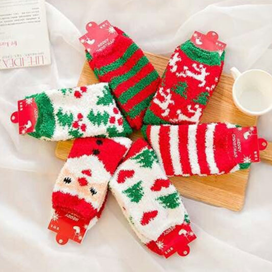 Calcetines Navideños de Felpa para Adultos Mayores
