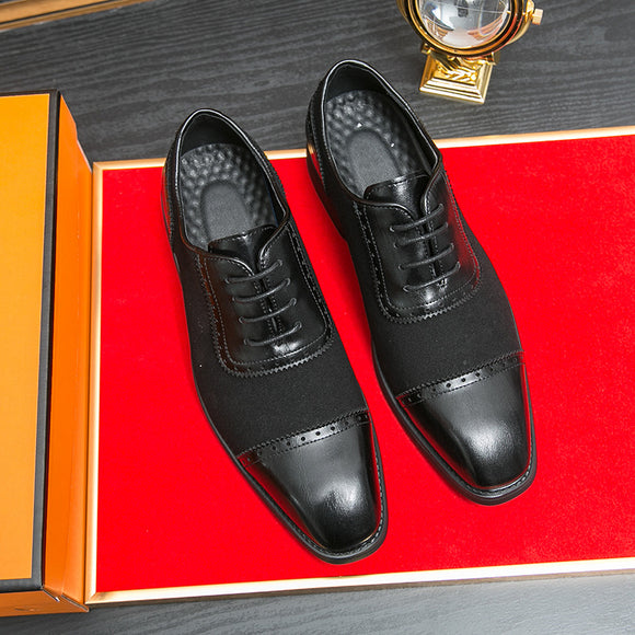 Zapatos de Negocios Cuero Premium con Suela Elevada y Punta Redonda