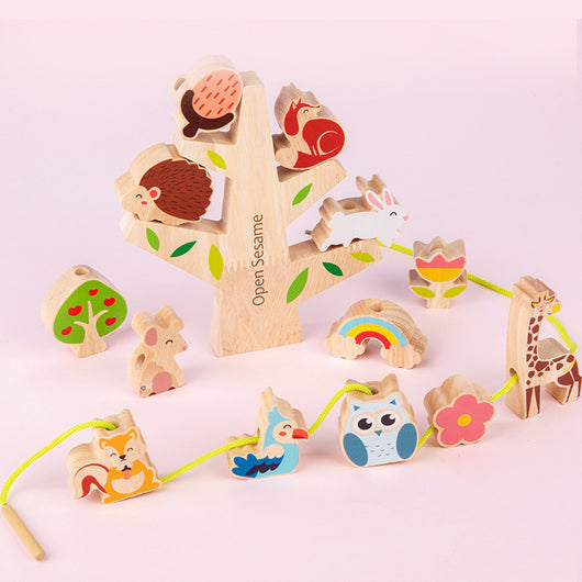Juego de Cuentas Enhebradas y Bloques Construcción para Desarrollo Motriz Infantil - Image 10
