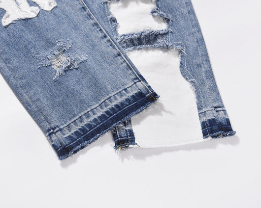 Pantalones Vaqueros Desgastados con Parches y Detalles Rotos - Image 2