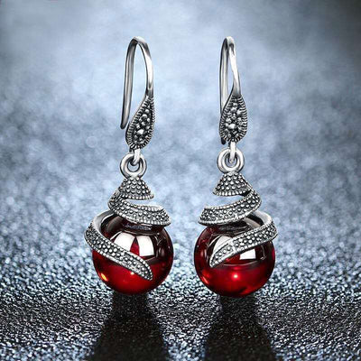 Aretes de Granate Vintage con Cuentas Redondas - Image 10