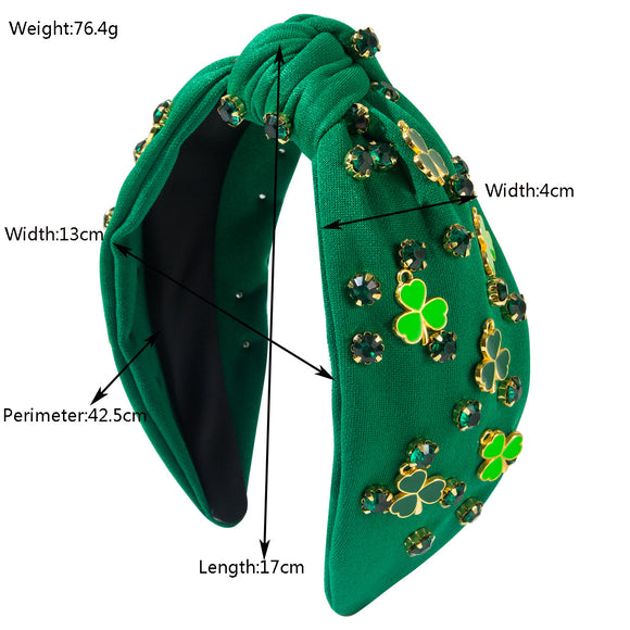 Diadema Trébol Verde con Cristales - Accesorio para el Cabello Elegante