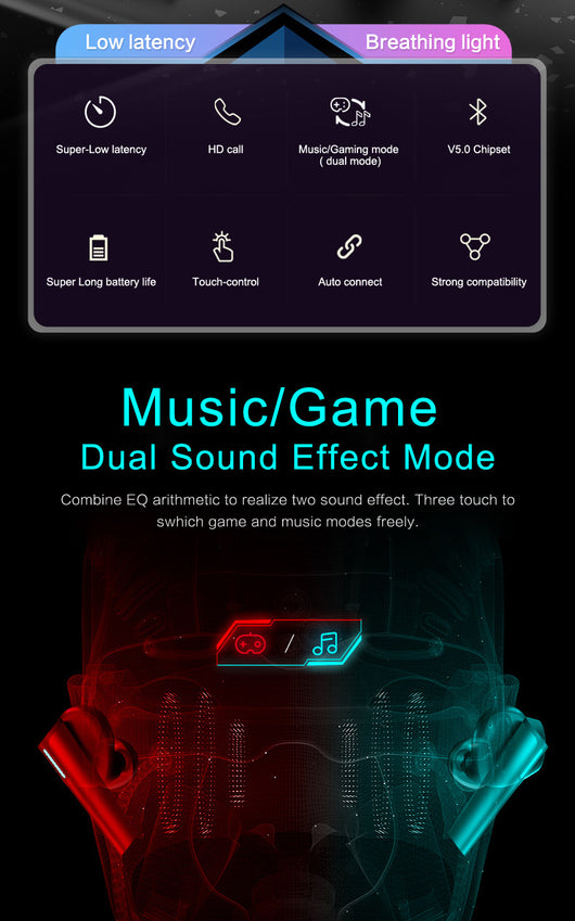 Auriculares Gaming Inalámbricos con Bluetooth Baja Latencia y Luces LED - Image 13