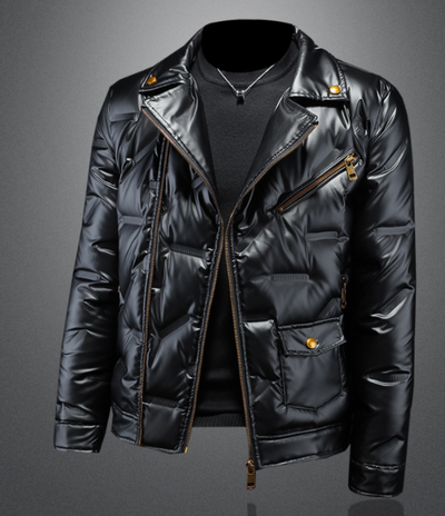 Chamarra Elegante de Plumas para Hombre con Acabado Brillante - Image 4