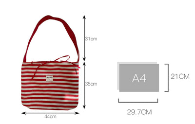 Bolsa Mensajero de Lona a Rayas con Doble Uso y Gran Capacidad - Image 8