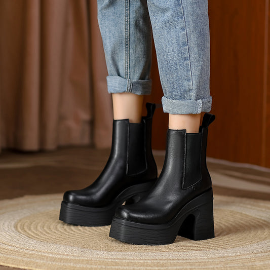 Botas Tobilleras con Tacón Robusto y Punta Cuadrada - Image 2