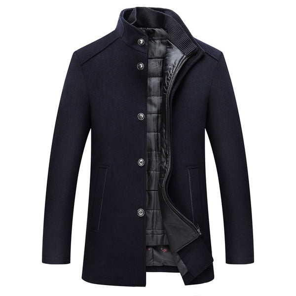 Abrigo de Lana Casual para Hombre en Colores Sólidos