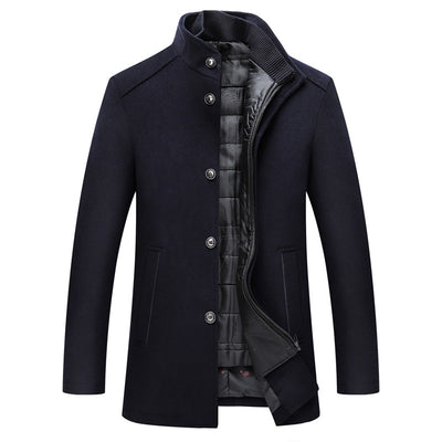 Abrigo de Lana Casual para Hombre en Colores Sólidos