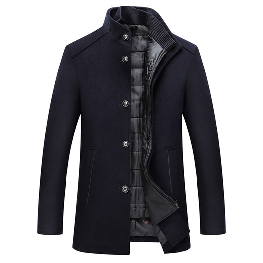 Abrigo de Lana para Hombre con Cuello de Pie - Calidez y Estilo