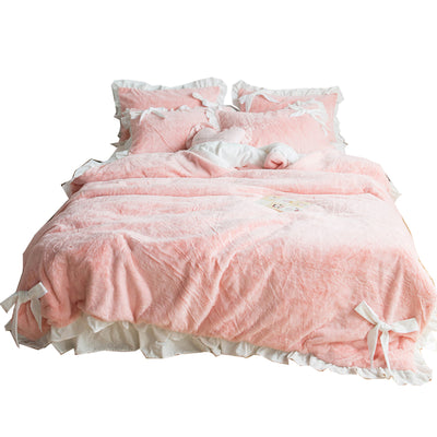 Juego de Sábanas Estilo Princesa de Tres Piezas Color Sólido - Image 5