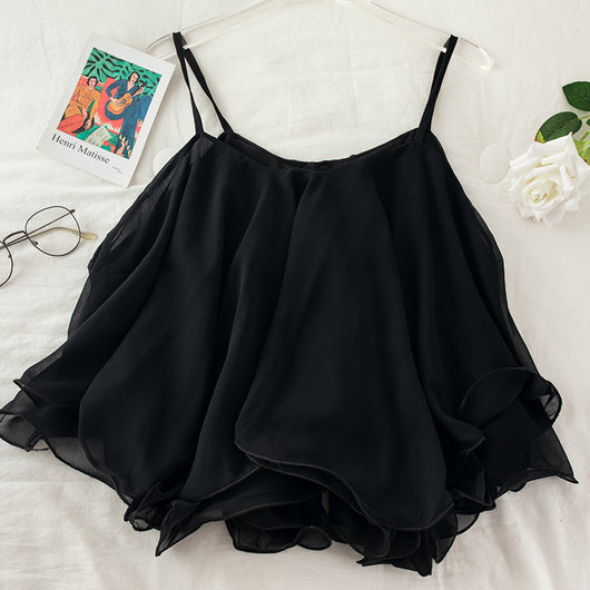 Blusa Suelta de Gasa con Volantes para Mujer - Image 5