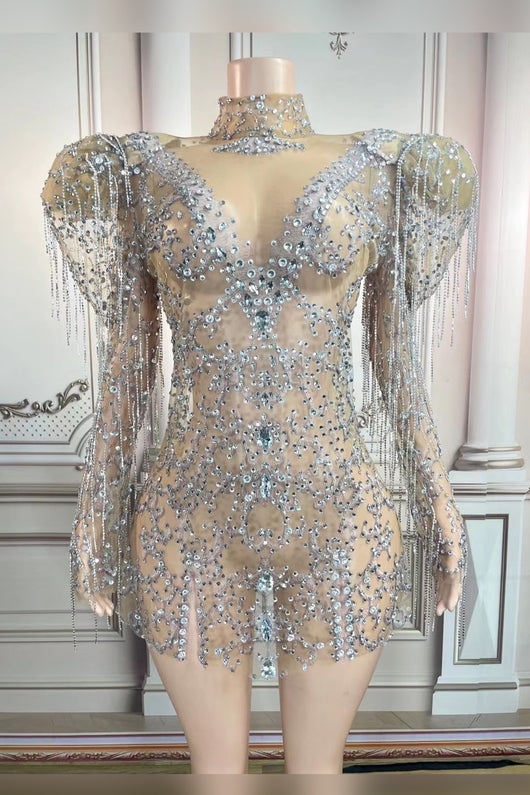 Vestido de Noche con Cadena de Diamantes Completos para Dama - Image 6