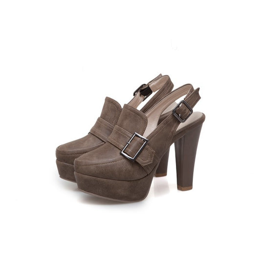 Tacones Plataforma Retro con Hebilla y Tira Trasera - Zapatos de Mujer - Image 7