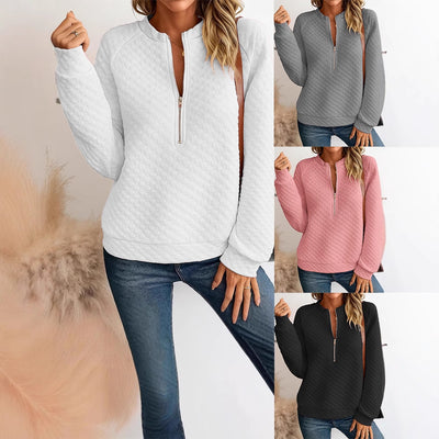 Blusa Multicolor con Cuello Parado y Manga Larga para Mujer
