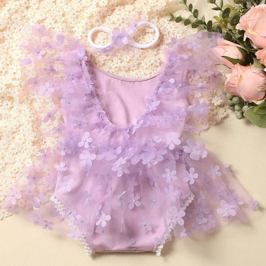 Vestido de Encaje Floral Blanco para Recién Nacida - Image 6