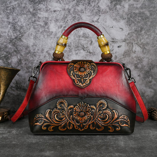Bolso Crossbody de Cuero con Grabado Retro y Cierre Magnético - Image 2