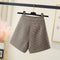 Shorts de Lana Cuadros Cintura Alta Pierna Ancha para Otoño e Invierno