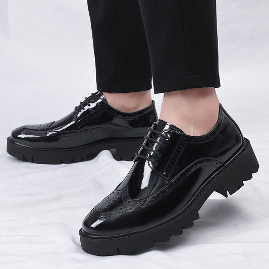 Zapatos de Cuero Casuales Estilo Británico con Tallado Brogue para Hombre - Image 2