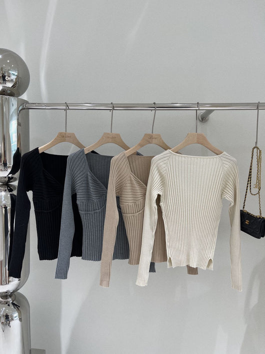 Suéter de Punto Ajustado con Cuello Amplio - Diseño Versátil y Estilizador - Image 12