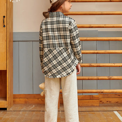 Camisa Infantil Cuadros Suelta Manga Larga Casual - Image 4