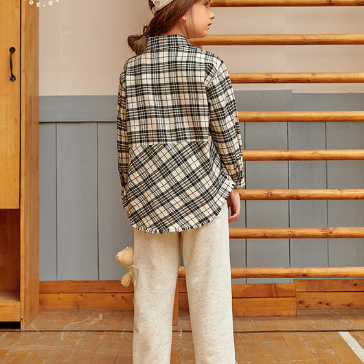 Camisa Infantil Cuadros Suelta Manga Larga Casual - Image 4