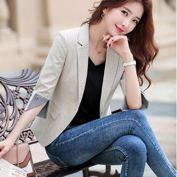 Traje de Negocios Slim Fit Elegante con Mangas Tres Cuartos