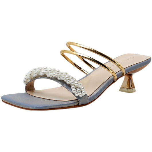 Sandalias Drag de Satén Francés con Perlas - Image 3