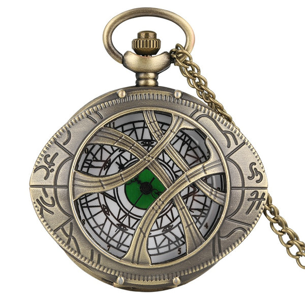 Reloj de Bolsillo Vintage Hueco con Temática de Motocicleta y Ojo Antiguo